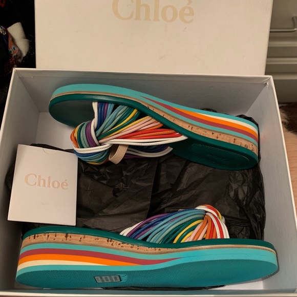 ❌SOLD❌Chloe Dante Sandals rainbow leather 7.5/8 - Picture 6 of 6